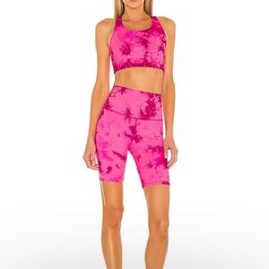 Electric Rose Pink Tie-Dye Women's Workout Set M